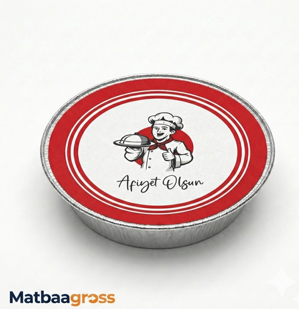 Özel Baskılı Alüminyum Künefe Kapağı 400GR 100'lü Paket ("Afiyet Olsun" Tasarımlı)