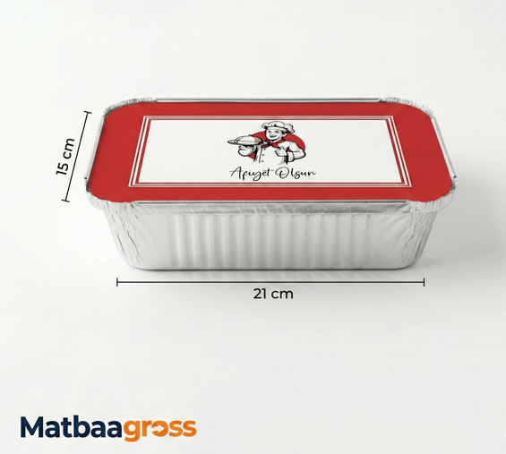 750 gr Alüminyum Kase Uyumlu Baskılı Kapak - 100 Adet (Sadece Kapak)