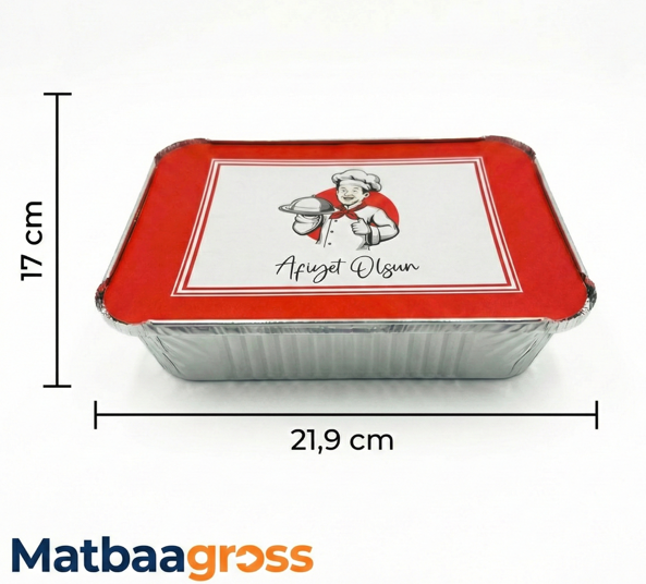 1000 gr Alüminyum Kase Uyumlu Baskılı Kapak - 100 Adet (Sadece Kapak)